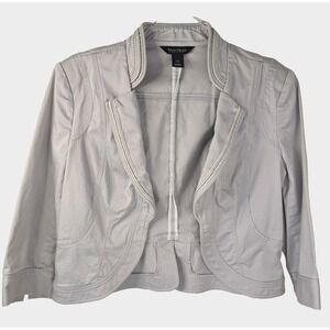 White House Black Market Metallic Accent Blazer Women's 10 Gray Stretch Open